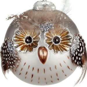Feathered Owl Eule Uhu Ball Tree Ornament NEW